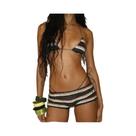 Conjunto De 3 Peças Sexy De Crochê Com Franjas Para Mulheres, Sutiã Bandage Y2K, Tanga E Shorts Para Conjunto De 3 Peças Sexy De Crochê Com Franjas Para Mulheres, Sutiã Bandage Y2K, Tanga E Shorts Para