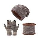 Conjunto De 3 Peças Unissex: Gorro De Malha Forrado Com Lã, Cachecol E Luvas Touch Screen Para