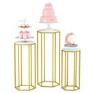 Conjunto de 3 Pedestais Hexagonais para Bolo Urban Deco, Metal Dourado Conjunto de 3 Pedestais Hexagonais para Bolo Urban Deco, Metal Dourado