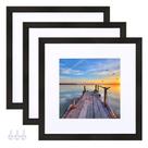 Conjunto de 3 porta-retratos Hongkee 12x12 preto com vidro e madeira Conjunto de 3 porta-retratos Hongkee 12x12 preto com vidro e madeira