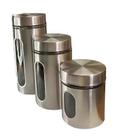 Conjunto de 3 Potes Hermético Aço Inox POTE-070 - Hauskraft