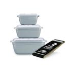 Conjunto de 3 Potes Retangular Quadrados- coloridos - 350ml / 700ml / 1,5 Litros - Rainha - Potes Tupperware - PANAMI
