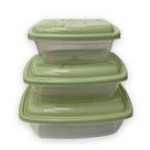 Conjunto de 3 Potes Retangulares 1500ml, 700ml e 350ml - Rainha