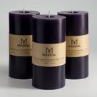 Conjunto de 3 roxos escuros derramados à mão e sem perfume Pillar Candle MOZEAL