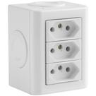 Conjunto De 3 Tomadas 2p+t Tramontina Lizflex Branco 20 A 250 V - Termoplástico Com Acabamento