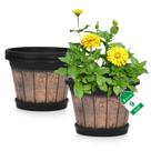 Conjunto de 3 Vasos para Plantas Quarut 23 cm Estilo Barril de Uísque