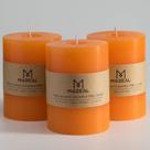 Conjunto de 3 velas de pilar laranja sem perfume MOZEAL de 3x4" Conjunto de 3 velas de pilar laranja sem perfume MOZEAL de 3x4"