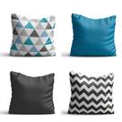Conjunto de 4 almofadas Triangulos Azuis 42x42 com enchimento Atelier Valverde
