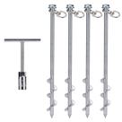 Conjunto de 4 âncoras terrestres de parafuso de aço Mightyphine de 4 prateados de 30 cm