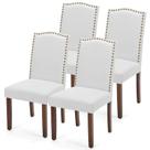 Conjunto de 4 cadeiras de jantar DUMOS de couro moderno cinza com pernas de madeira