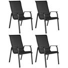 Conjunto de 4 cadeiras de jantar para área externa Yaheetech, empilháveis, pretas Conjunto de 4 cadeiras de jantar para área externa Yaheetech, empilháveis, pretas