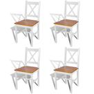 Conjunto de 4 cadeiras de jantar vidaXL Pinewood brancas e naturais
