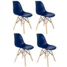 Conjunto de 4 Cadeiras Pp Base Madeira Eames Dsw-m Azul
