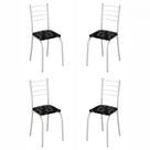 Conjunto de 4 Cadeiras Rio Liso Branco Assento Preto Lirio Teixeira