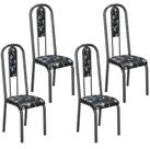 Conjunto de 4 cadeiras Teixeira Madri com encosto martelado preto