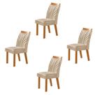 Conjunto de 4 Cadeiras Veneza com Tecido Linho Encosto Alto