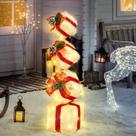 Conjunto de 4 caixas de presente iluminadas de Natal COVFEVER (laço vermelho)