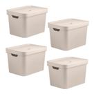 Conjunto de 4 Caixas Organizadora Cube Bege 18L - Ou