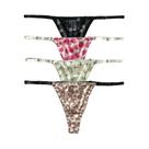 Conjunto De 4 Calcinhas Femininas De Cintura Baixa Em Tule Com Estampa De Leopardo E Tiras Finas Conjunto De 4 Calcinhas Femininas De Cintura Baixa Em Tule Com Estampa De Leopardo E Tiras Finas