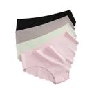 Conjunto De 4 Calcinhas Femininas De Seda Gelada Sem Costura Ultrafinas Cor Sólida Elásticas Sem