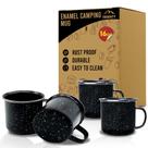 Conjunto de 4 canecas de camping Toughty em esmalte preto 470 ml