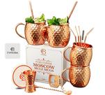 Conjunto de 4 Canecas Moscow Mule de Cobre Martelado 470 ml