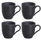Conjunto de 4 Canecas Orgânico Preto Matte de Stoneware 273ml - Porto Brasil