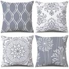 Conjunto de 4 capas de almofada Coliuso 20x20cm, cinza e branco