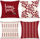 Conjunto de 4 capas de travesseiro de Natal YCOLL de linho 45x45 cm