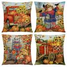 Conjunto de 4 capas de travesseiro Fall Harvest de linho 45x45cm