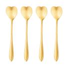 Conjunto De 4 Colheres De Chá De Aço Inox Dourado Heart Wolff