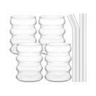 Conjunto De 4 Copos De Vidro Transparente Com Canudos, Canecas De Café, Copos Para Bebidas, Copos