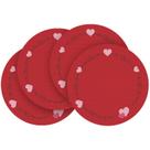 Conjunto de 4 em vinil redondo Placemats Artoid Mode Red Hearts