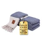 Conjunto de 4 estojos dourados para toalhas de mão Afrodite, 100% algodão, azul marinho