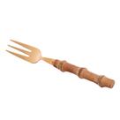 Conjunto de 4 garfos de bolo de aço inox c/cabo em bambu tulum dourado 16cm