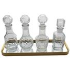 Conjunto de 4 Mini Licoreiras de Vidro com Bandeja Espelhada
