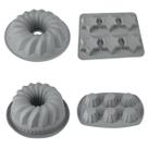 Conjunto de 4 moldes de bolo Silicone Bundt, em formato de coração e estrela