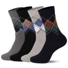 Conjunto de 4 pares de meias de algodão penteado Argyle Crew para homens