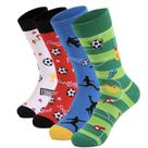 Conjunto de 4 pares de meias Football Crew para homens em algodão colorido