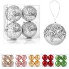 Conjunto de 4 peças de enfeites de bola de Natal ZHANYIGY Silver