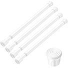 Conjunto de 4 peças de haste de cortina de tensão AIZESI 20-30 cm em aço branco