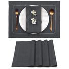 Conjunto de 4 peças de linho Placemats D'Moksha Homes, cinza carvão, 35x48cm