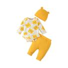 Conjunto De 4 Peças Para Bebê Menino De 0 a 9 Meses: Body De Manga Longa, Calças, Chapéu E Meias