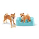 Conjunto de 4 peças Toy Schleich Shiba Inu para mãe e filhote de 3 anos ou mais