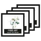 Conjunto de 4 porta-retratos CORE ART 12x12 pretos para 10x10 com tapete