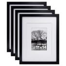 Conjunto de 4 porta-retratos Egofine 11x14 de madeira preta com acrílico