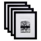 Conjunto de 4 porta-retratos Egofine 8x10 de madeira preta com acrílico