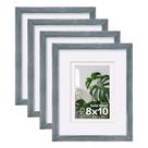 Conjunto de 4 porta-retratos Egofine de madeira maciça 8x10 azul rústico