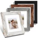 Conjunto de 4 porta-retratos Hongkee 6x6 com moldura de vidro e madeira reais