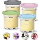 Conjunto De 4 Potes Creami Com Tampas Compatíveis Com Ninja Para Sorvete, Smoothies E Armazenamento